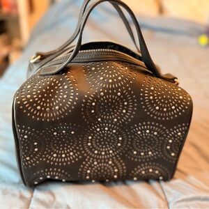 Express Studded Black Dome Satchel Bag